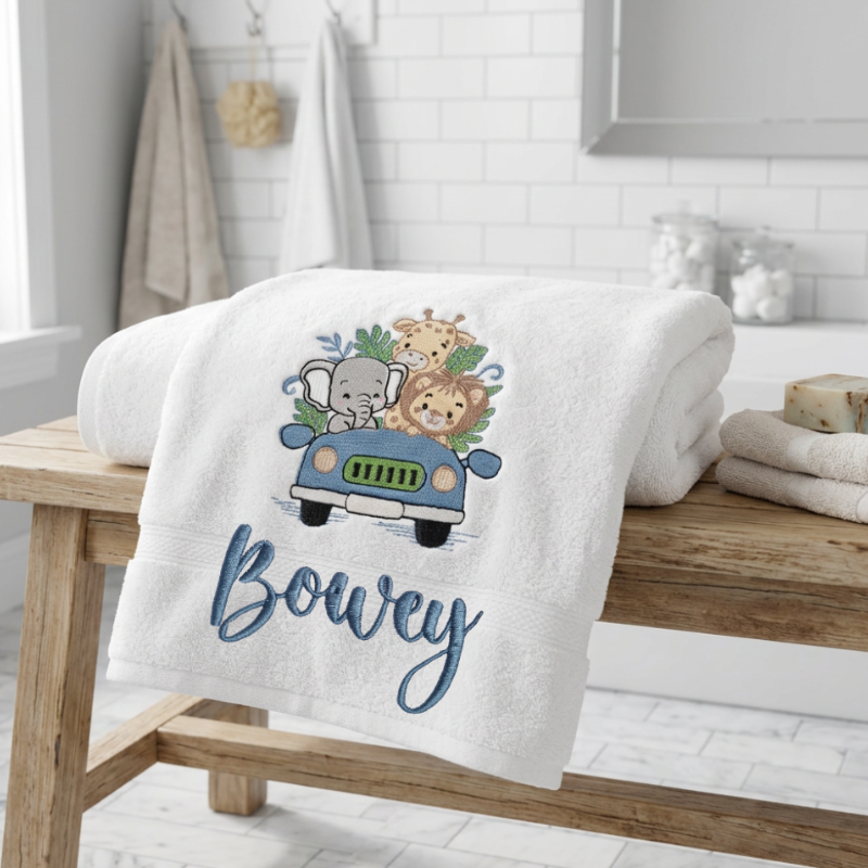 Going On Safari Personalised Bath Towel Hamper