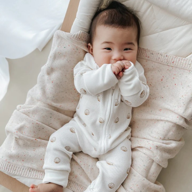 Sea Shells Waffle Baby Romper