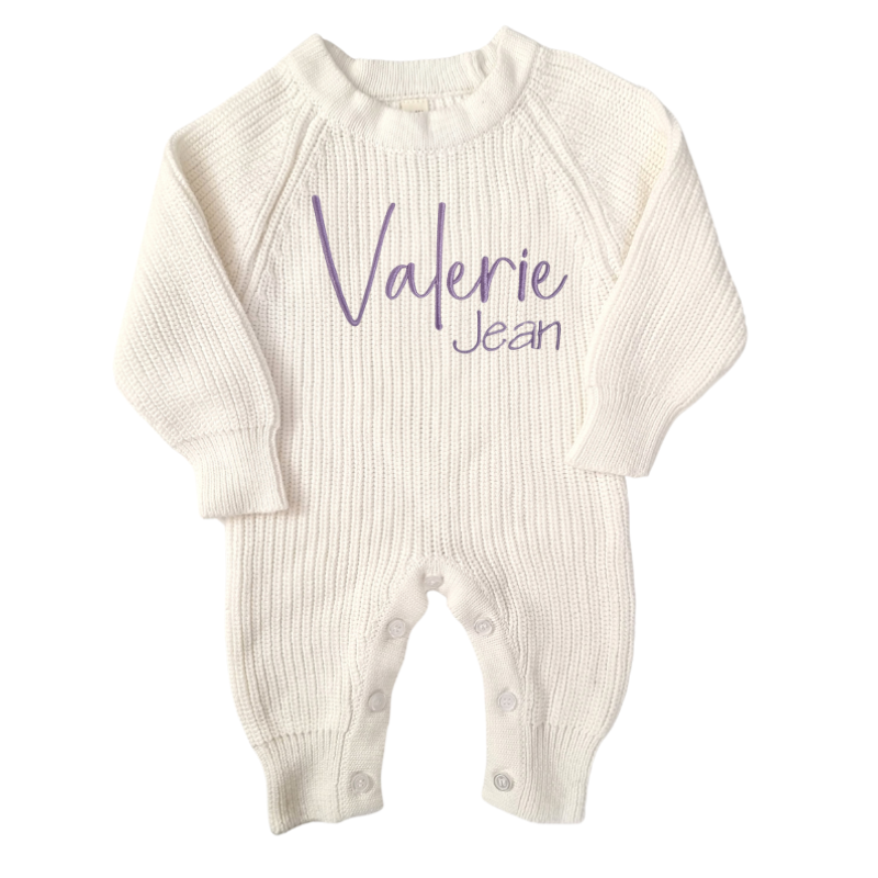 Personalised Knitted Baby Romper