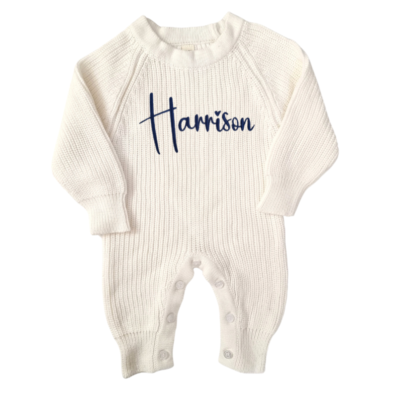 Personalised Knitted Baby Romper