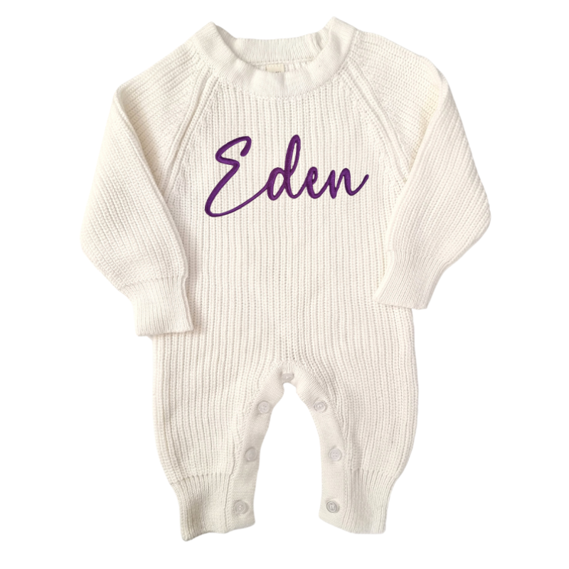 Personalised Knitted Baby Romper