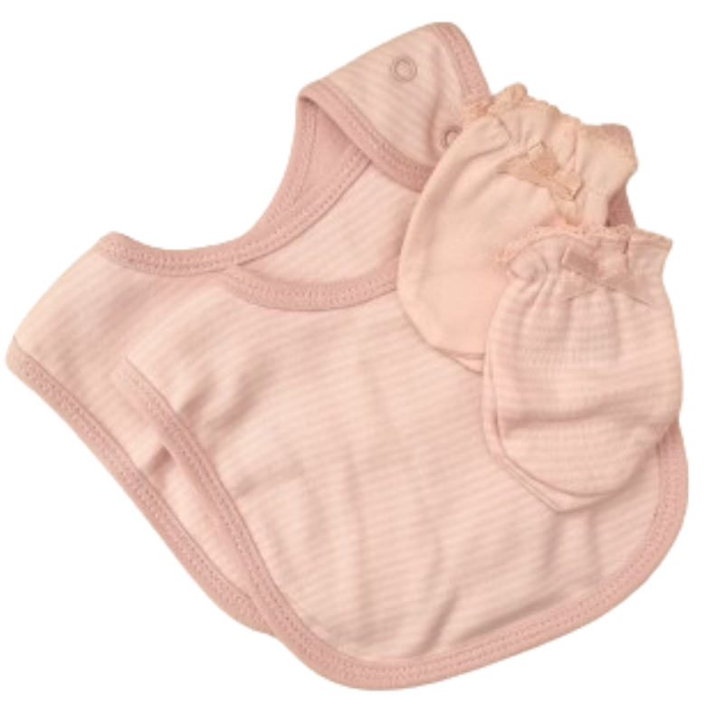 Baby Bib & Mitten Set Bibs Baby Pink 
