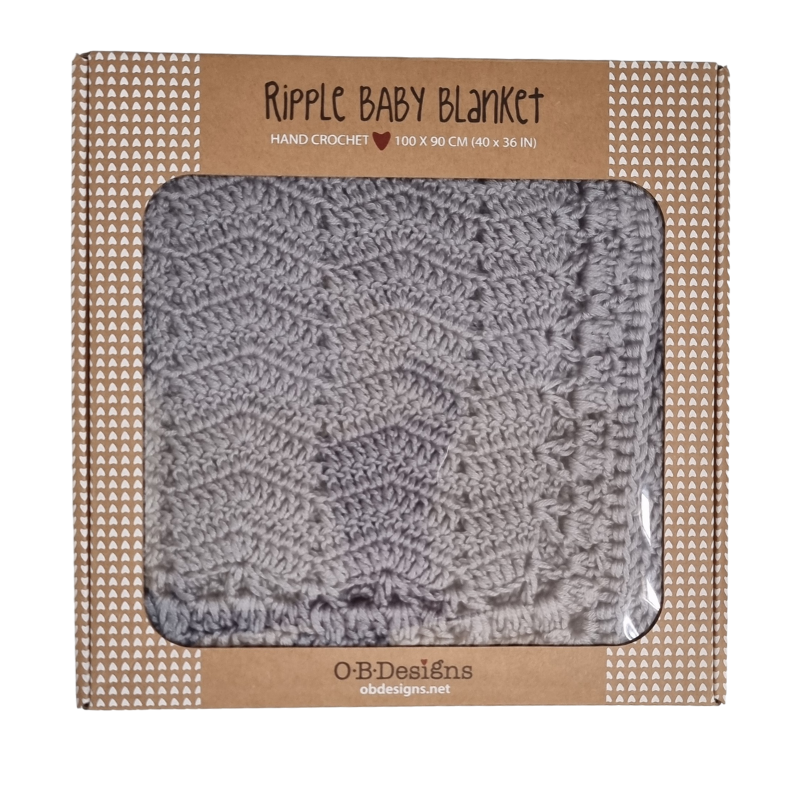Hand Crochet Baby Blanket Neutal Grey