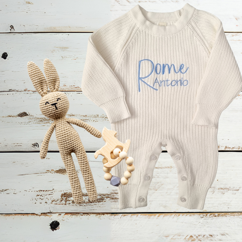 Personalised Knitted Baby Romper