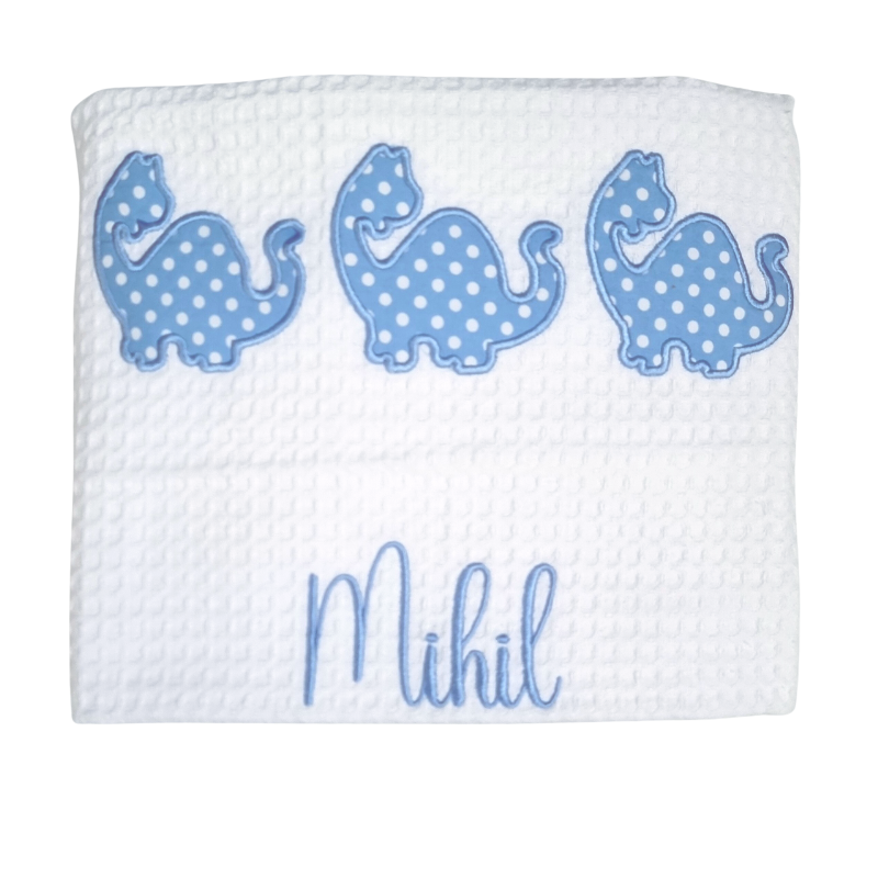 3 Little Dinosaurs Personalised Cot Blanket