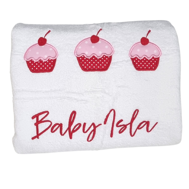 Sweet Lil Cupcake Girl's Personalised Bath Towel Set