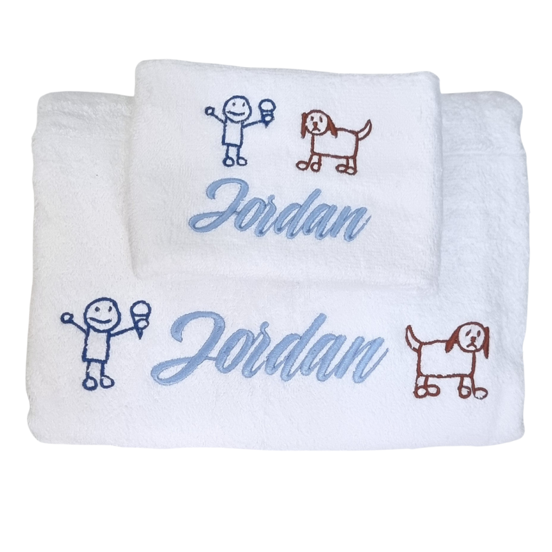 Boy's Cartoon Cutie Personalised Bath Towel Set