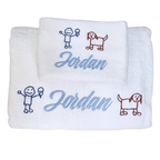 Boy's Cartoon Cutie Personalised Bath Towel Set