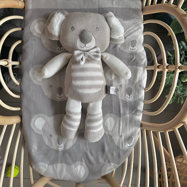 knitted koala baby blanket with knitted koala soft baby toy