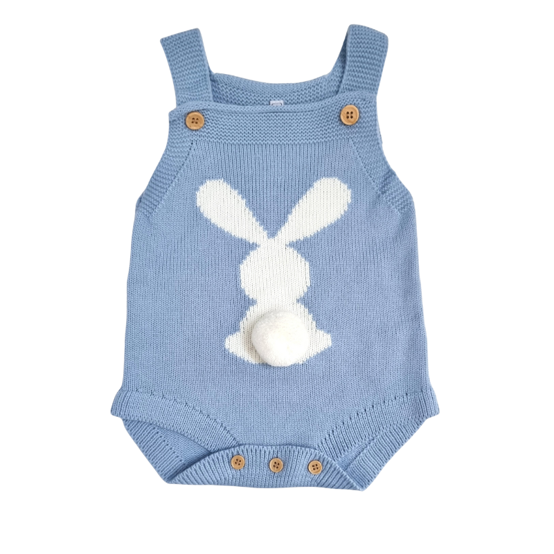Bobby Bunny Blue Knitted Baby Romper Baby Soft Toys 0-3 months 