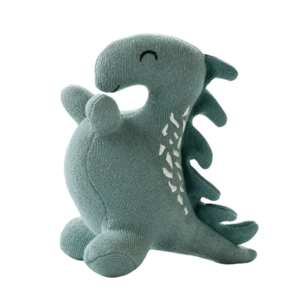 knitted dinosaur baby toy