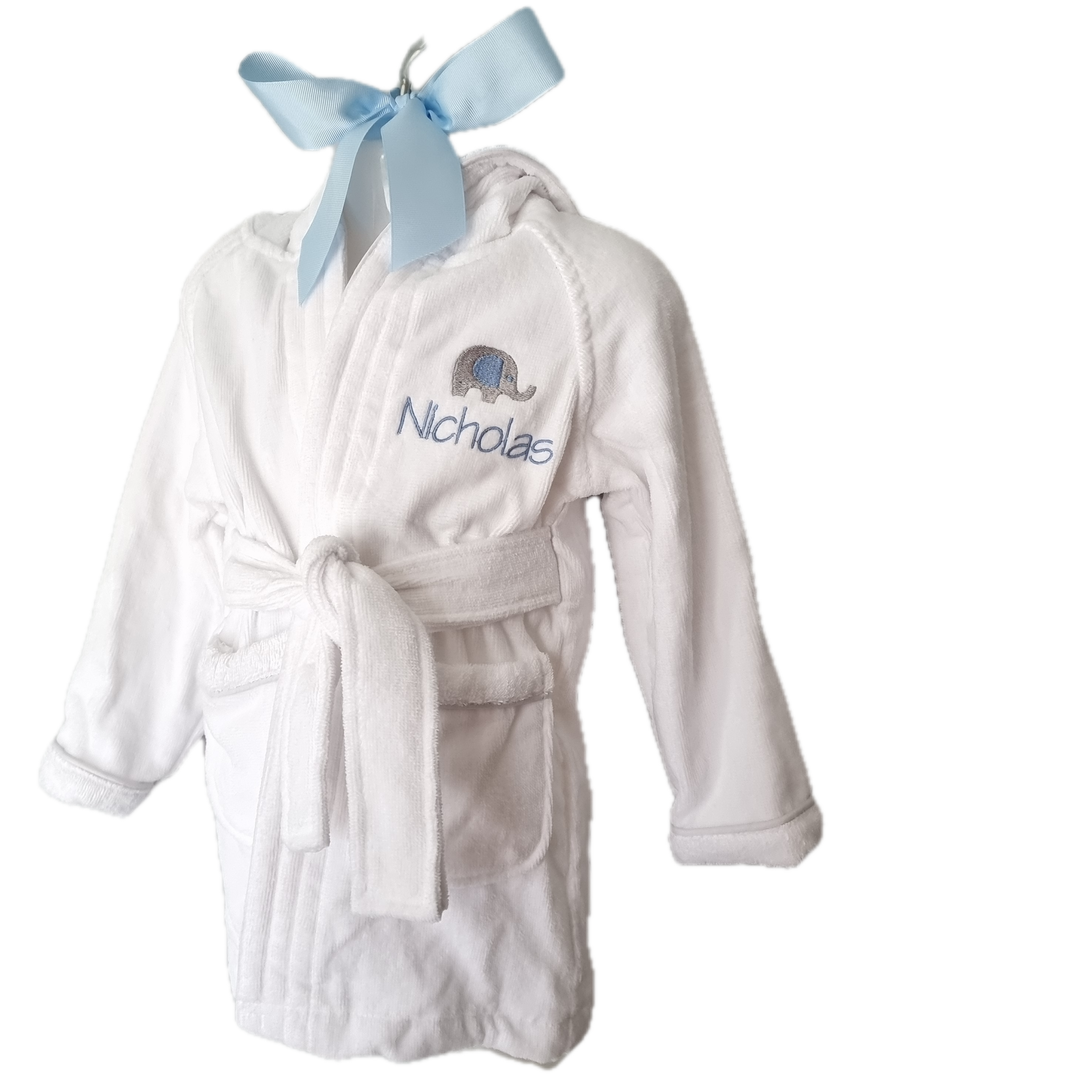 Personalised White Hooded Baby Bathrobe