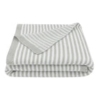 Grey and White Striped 100% Cotton Knitted Baby Blanket 