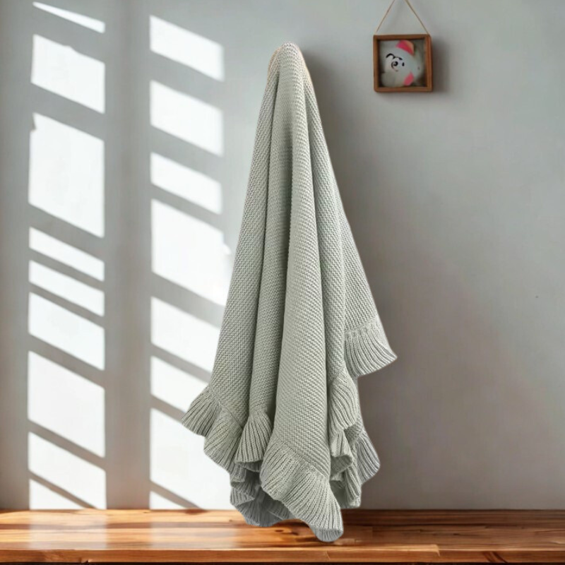 Knitted Baby Blankets Ruffled Edge