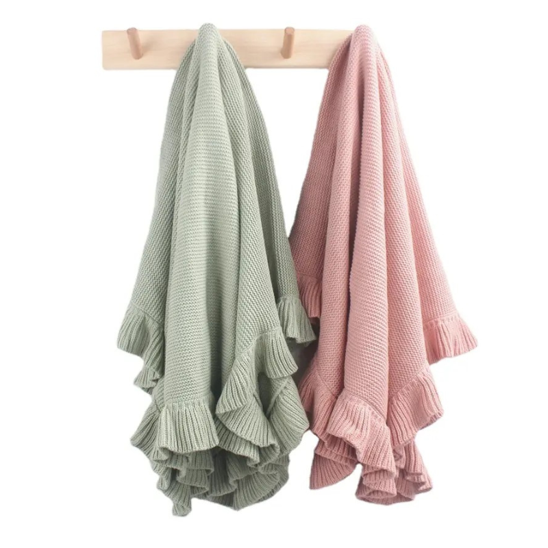 Knitted Baby Blankets Ruffled Edge