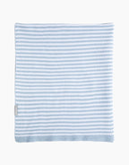 Blue and White Striped 100% Cotton Knitted Baby Blanket