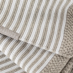 Grey and White Striped 100% Cotton Knitted Baby Blanket