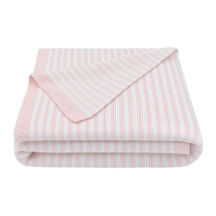 Baby Blanket 100% cotton Knitted Pinstripe Pink