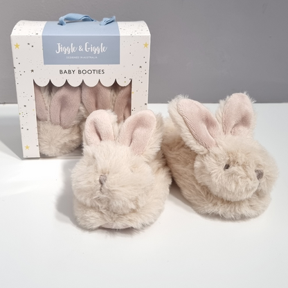 plush bunny style baby slippers in box