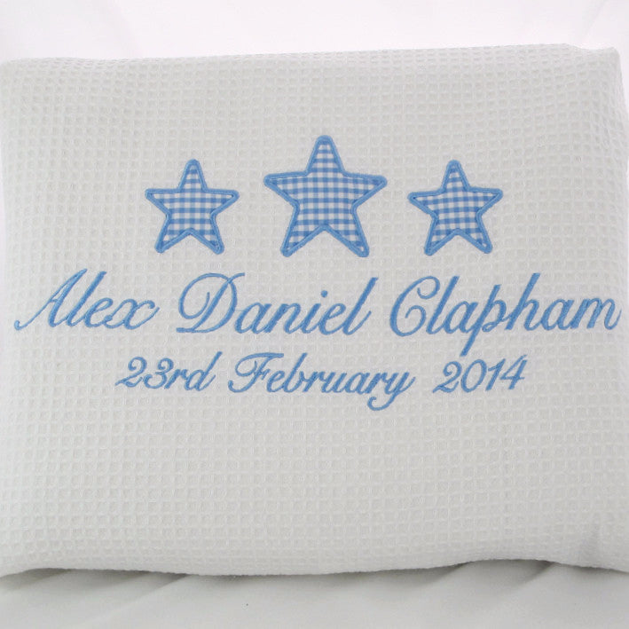  personalised christening blanket embroidered with baby's full name and christening date