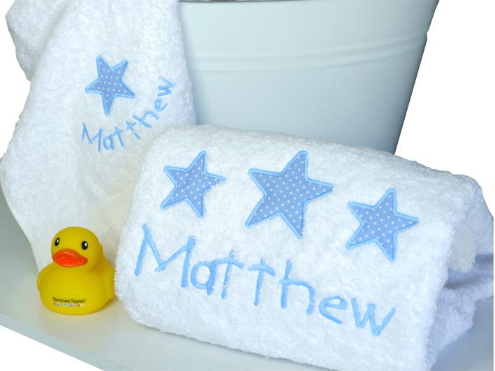 baby boy personalised bath towel gift box
