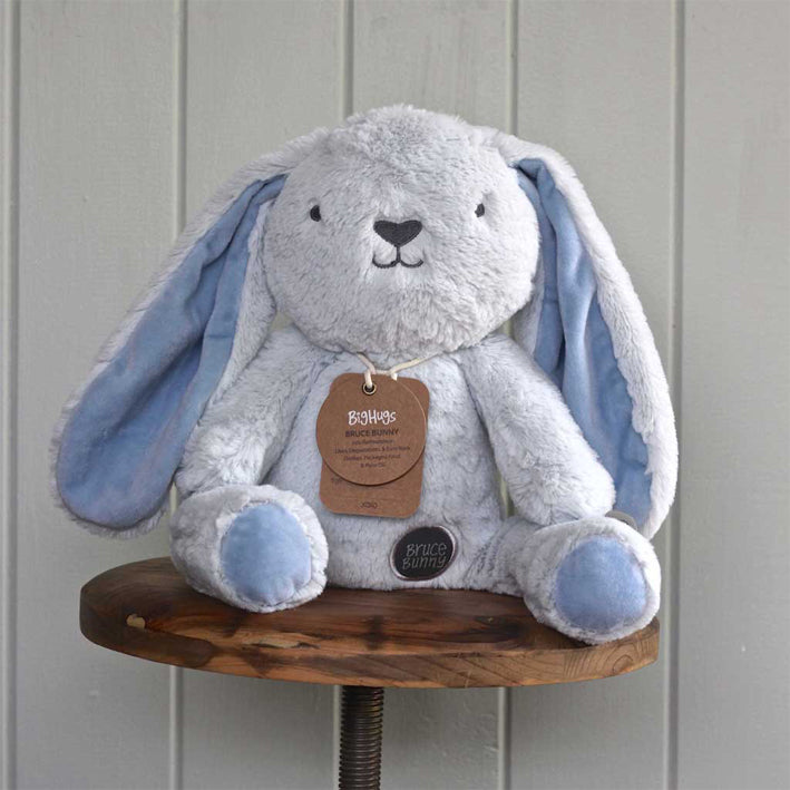 personalised baby blanket blue bunny design with toy
