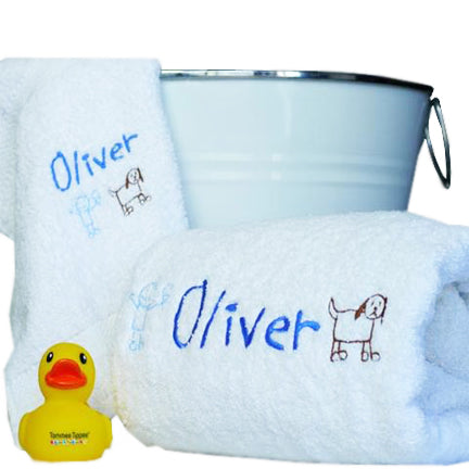 boys personalised bath towel gift hamper