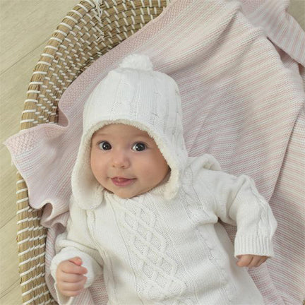 Cable Knitted Baby Suit Set Neutral 