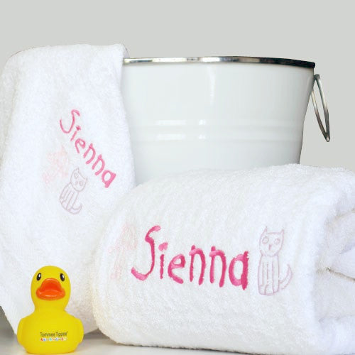 girls personalised bath towel gift box set