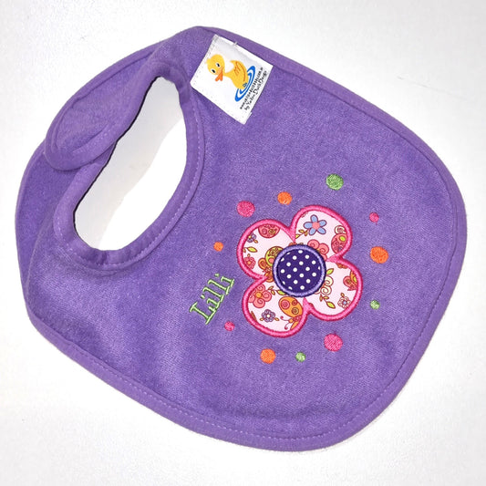 Personalised Baby Girl Bibs Daisy Bibs Lilac Lilli