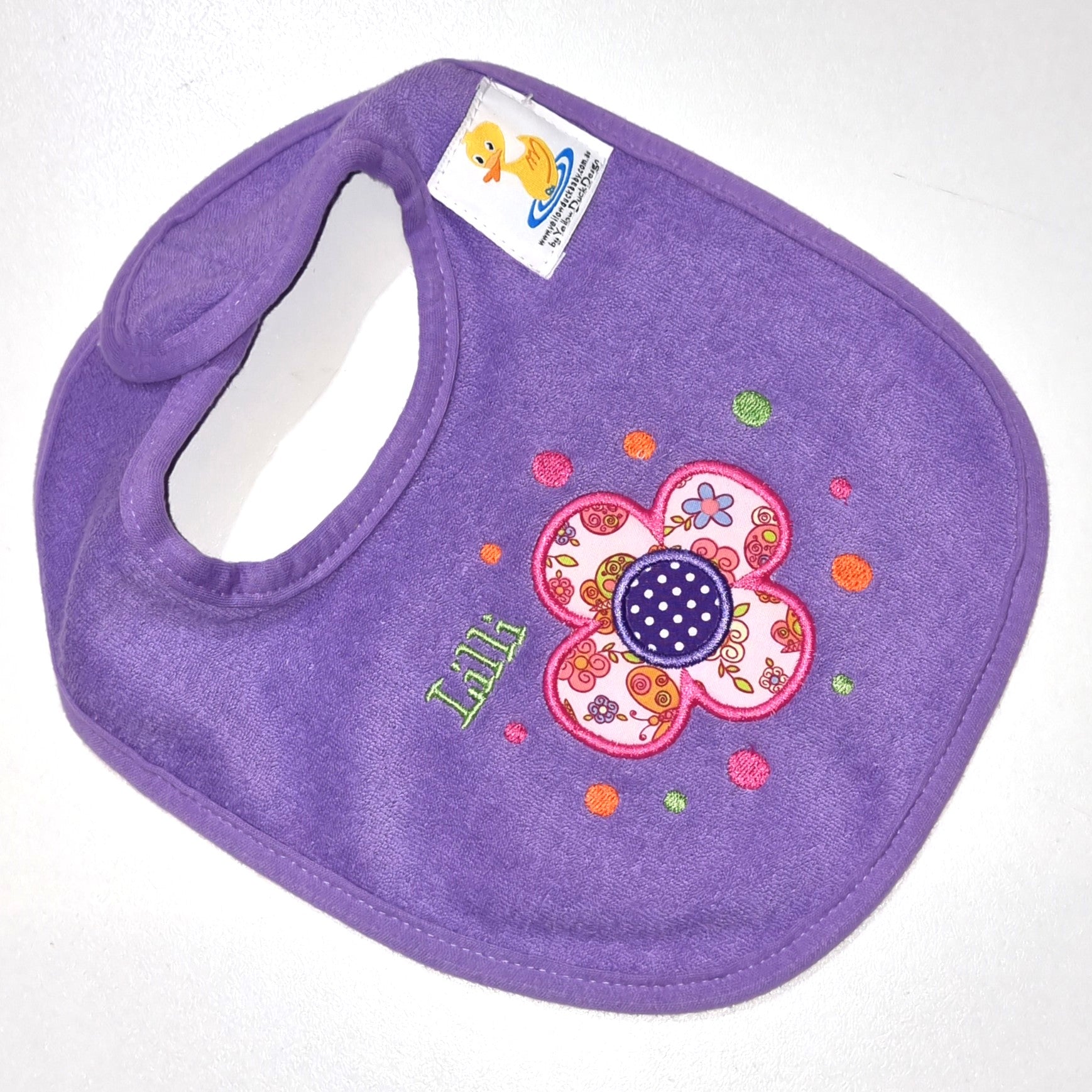Personalised Baby Girl Bibs Daisy Bibs Lilac Lilli 