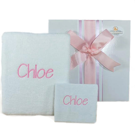 personalised bath towel set for baby girls