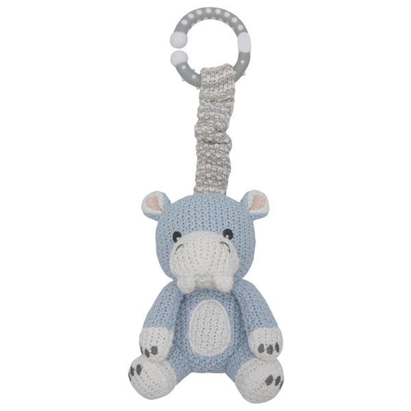 Knitted Pram Dangle Whimsical Boy Henry Hippo 