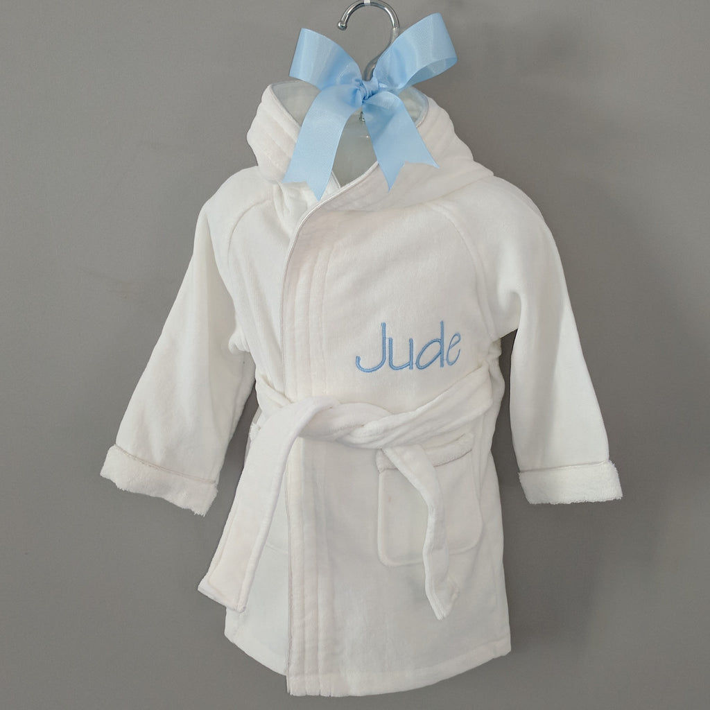 Personalised White Hooded Baby Bathrobe