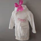 Personalised White Hooded Baby Bathrobe