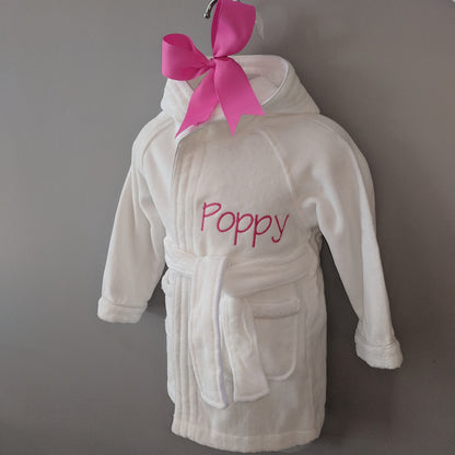 Personalised White Hooded Baby Bathrobe