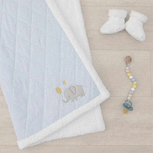 Mason Elephant Sherpa Baby Boy Blanket 