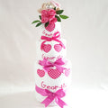 Personalised Baby Girl Heart Towel Nappy Cake Hot Pink|#FF1493 