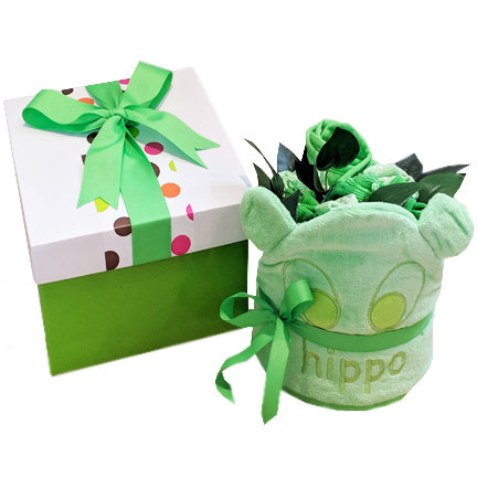 nappy cake green hooded towel clothing bouquet style nappy cake