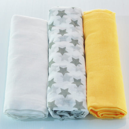 cotton muslin baby swaddles in neutral colours