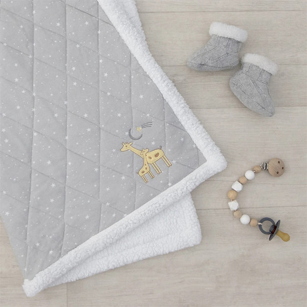 Noah Giraffe Neutral Sherpa Baby Blanket 
