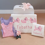 My Personalised Scotty Dog Bath Towel Set Baby Pink Spot|#FFC0CB 