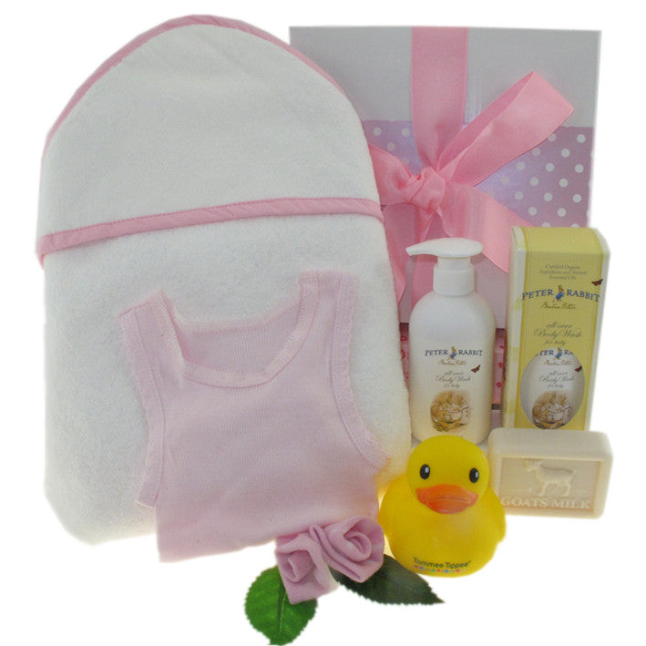 baby girl gift with hooded towel baby baby lotions singlet socks and rubber ducky