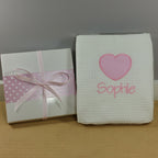 My Heart Personalised Waffle Blanket Baby Blanket Baby Pink|#FFC0CB 