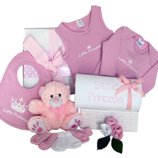 little Princess baby hamper pink teddy with little Princess clothing