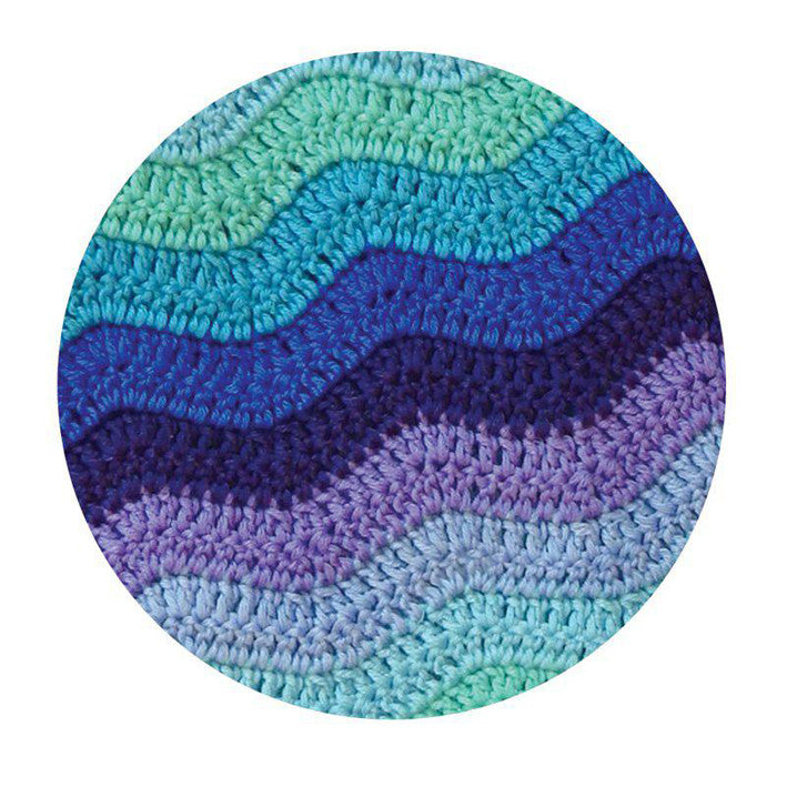 multi colour blue hand crochet blanket view