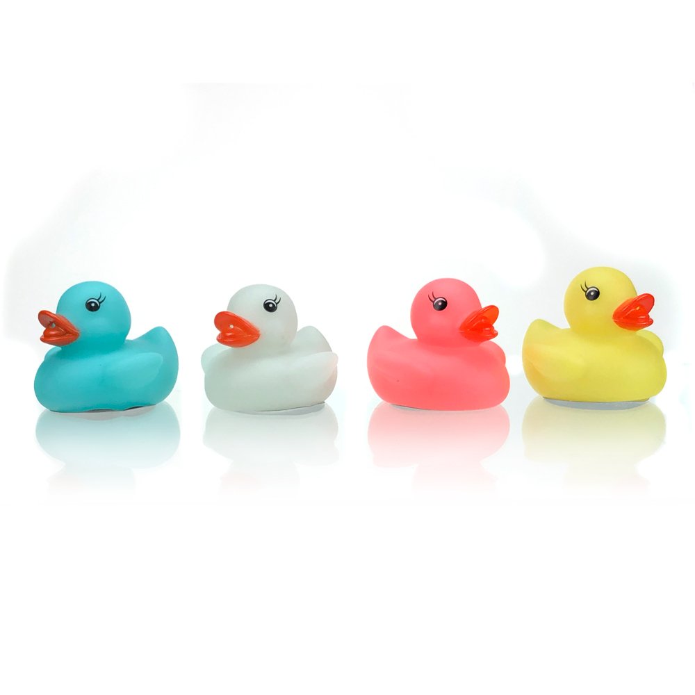 four baby bath ducks Glow in the dark rubber ducks assorted colours