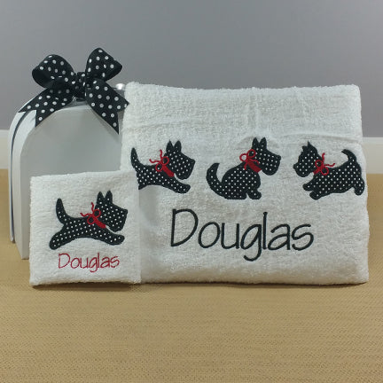 My Personalised Scotty Dog Bath Towel Set