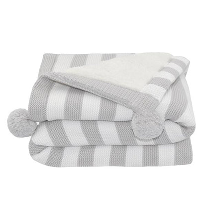 Baby Blanket Sherpa Pom Pom Neutral