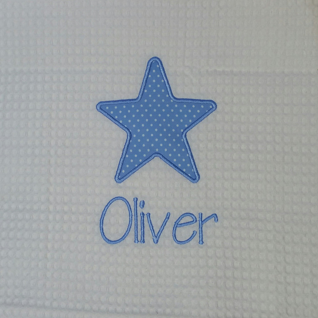 personalised baby blue star blanket